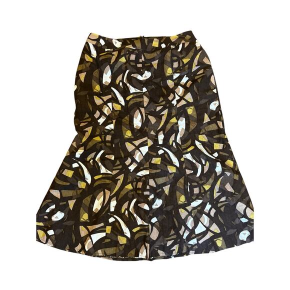 Cato Aztec Geo Linen Blend Maxi Midi Skirt Size 14/16W Lined Brown Blends - Picture 3 of 7